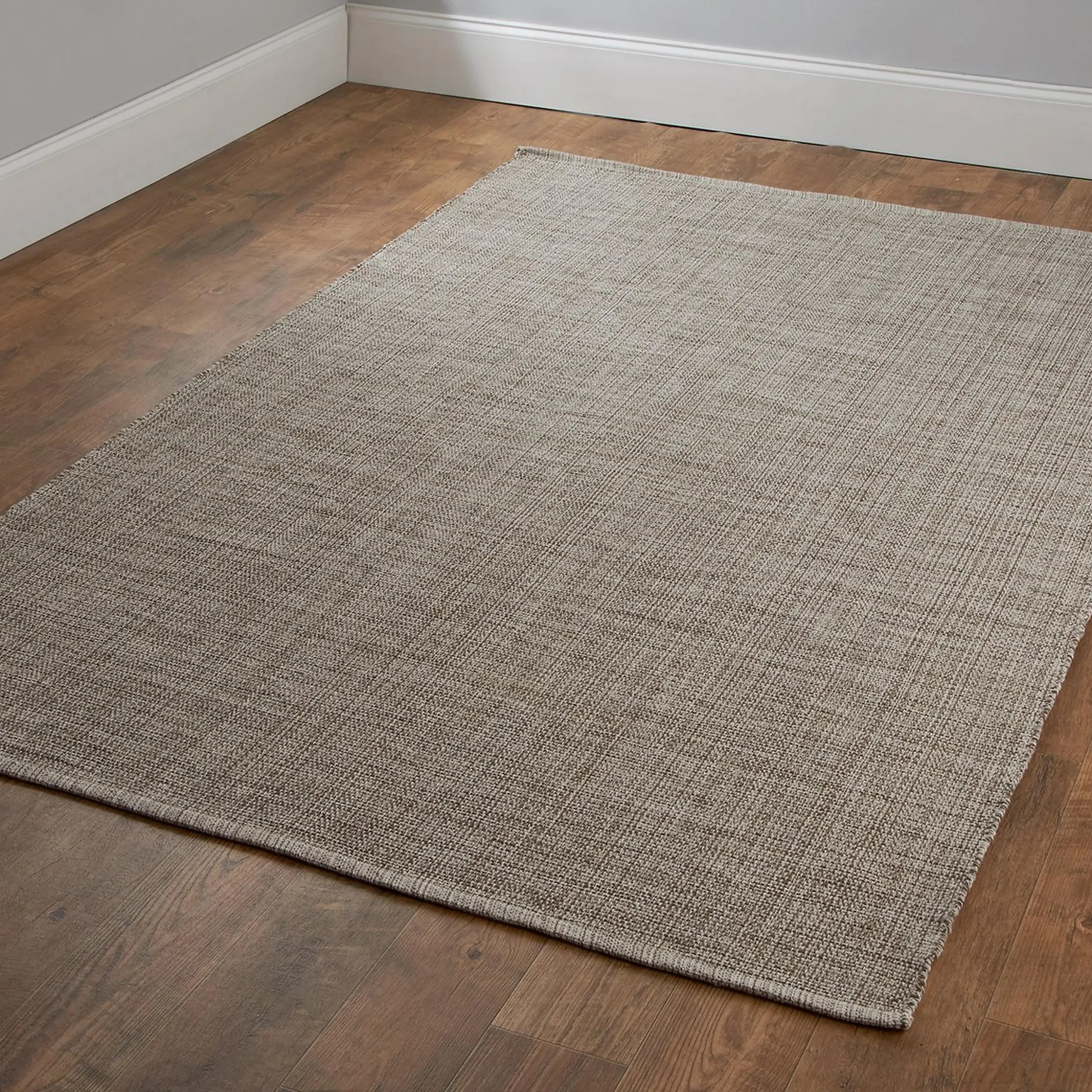 Tri-Toned Neutral Woven Cotton Rug