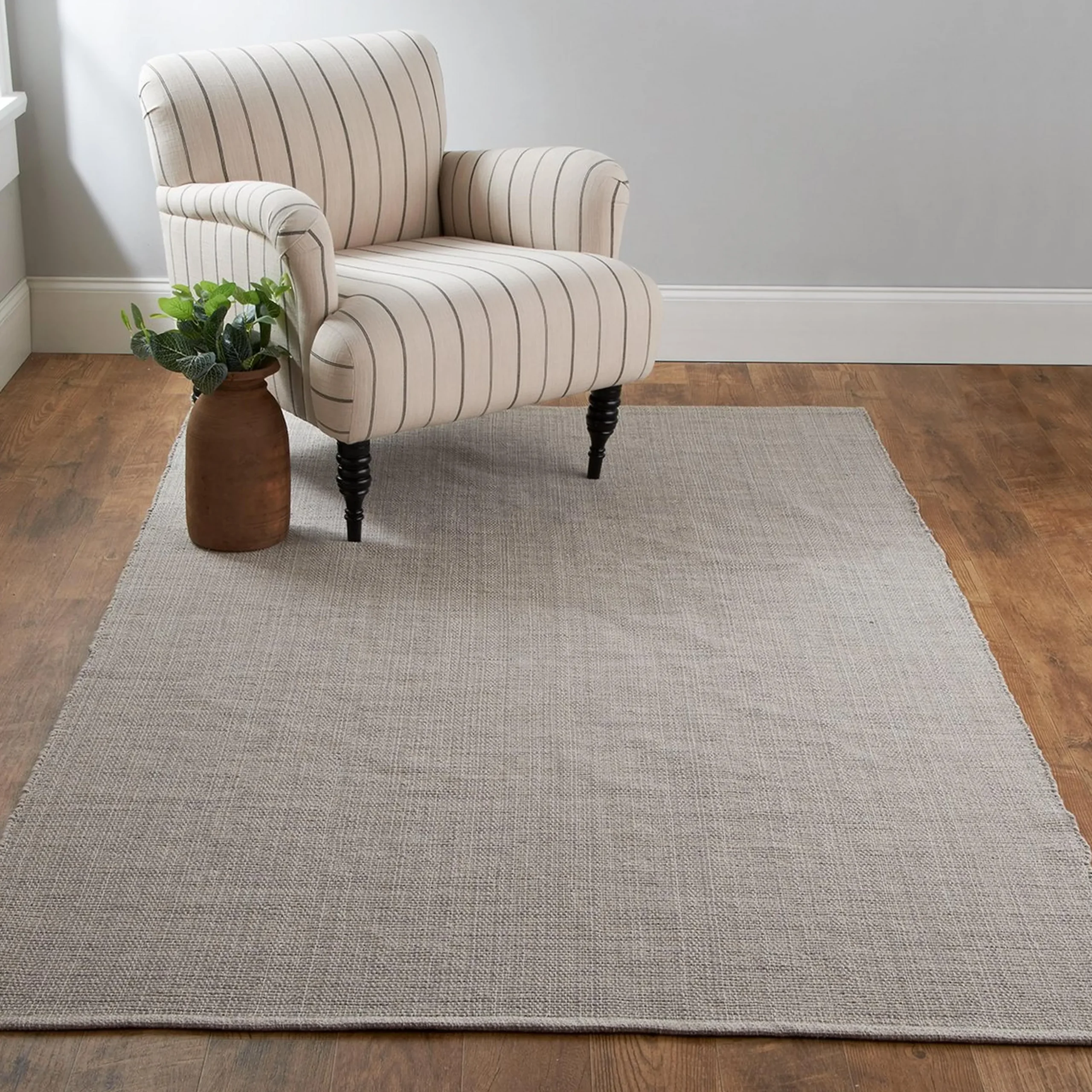 Tri-Toned Neutral Woven Cotton Rug