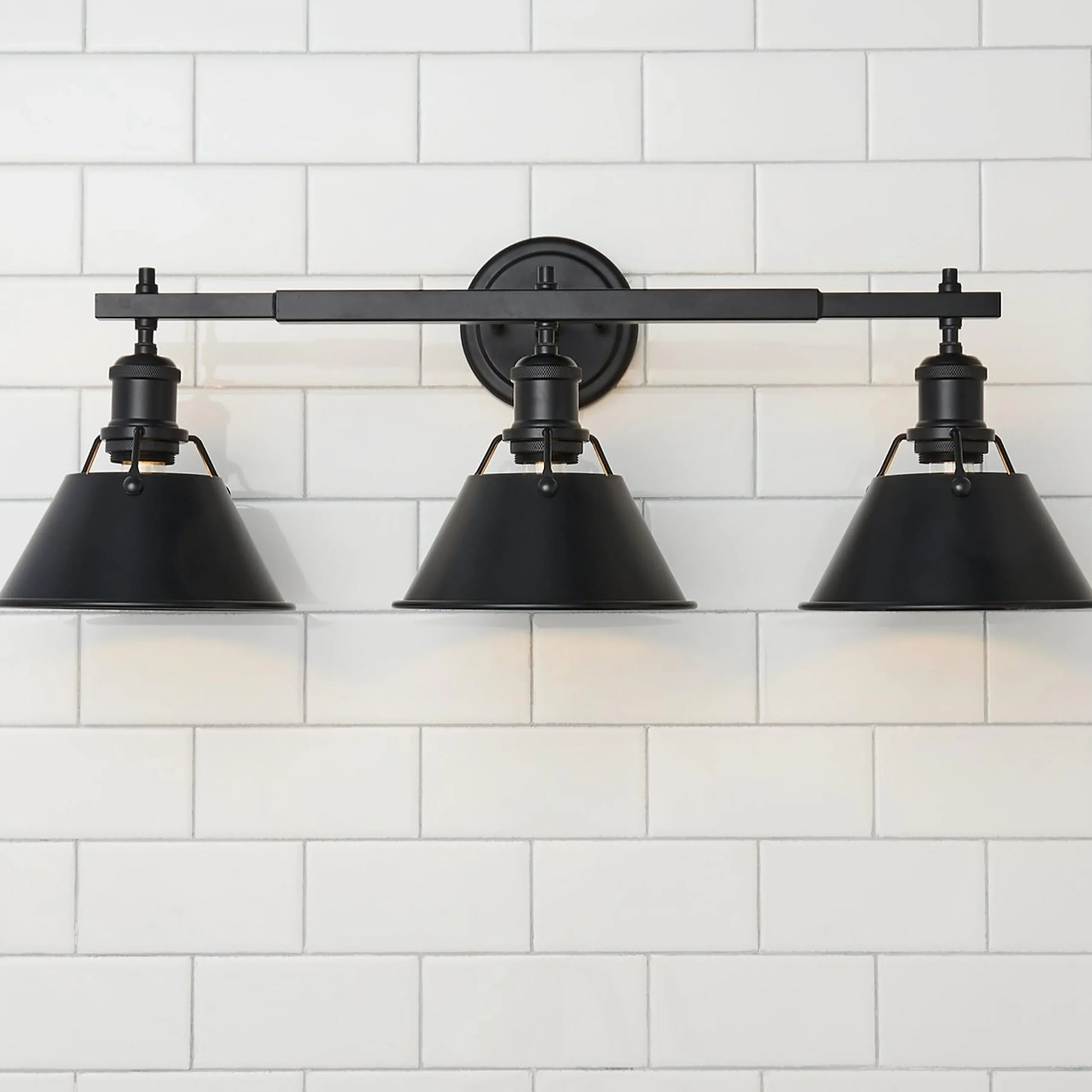 Truncated Cone Shade Vanity Light - 3 light