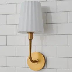 Trysania Bath Sconce - Pleated Opal Shade