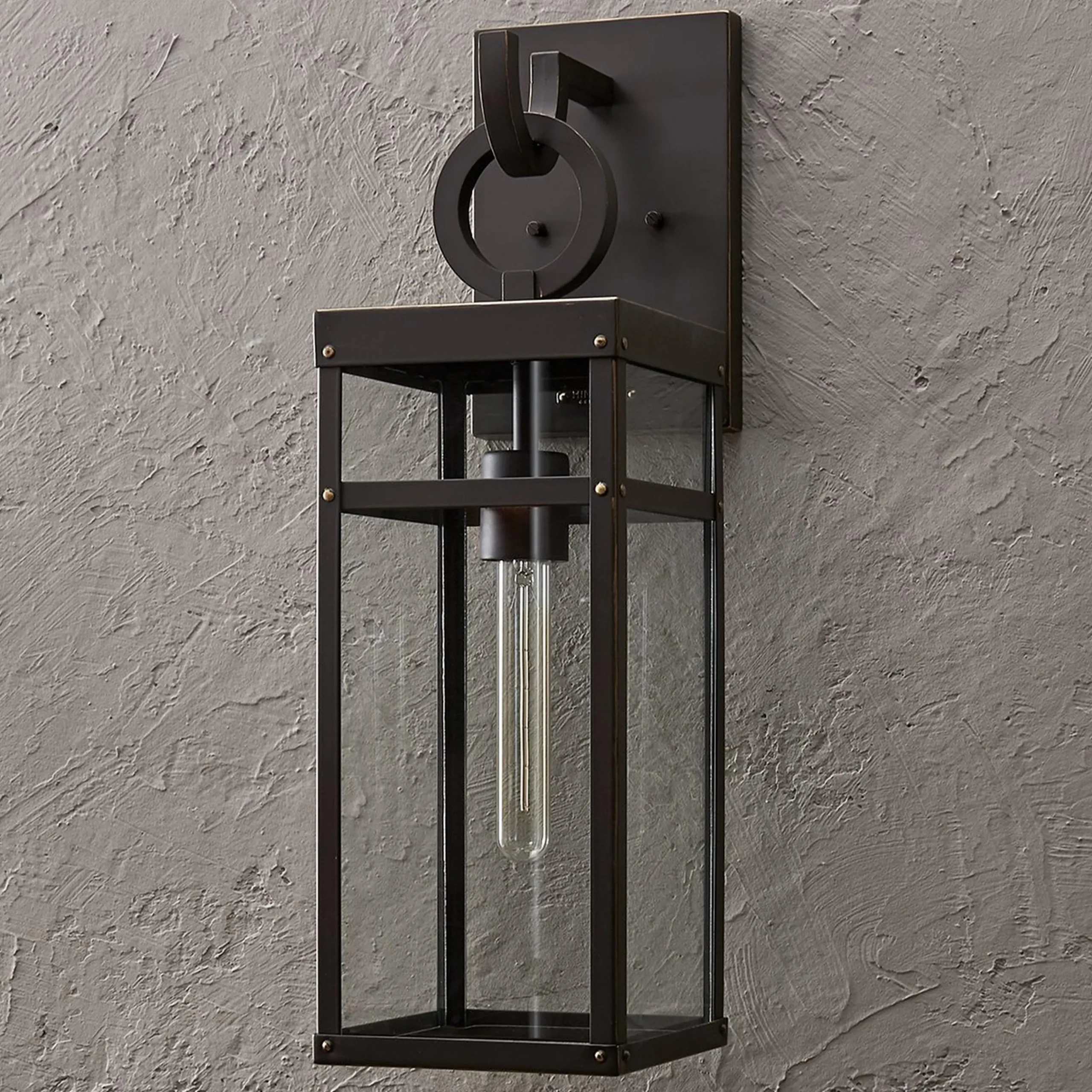 Vintage Suspended Pane Outdoor Sconce - Medium