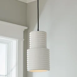 White Accordion Pendant - Large