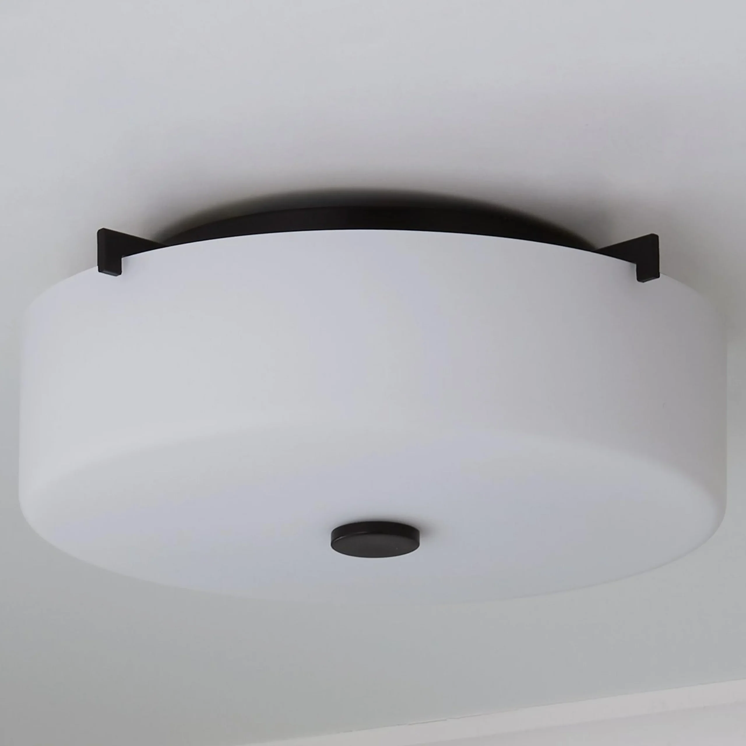 White Glass Drum Ceiling Light