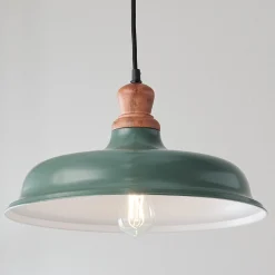 Wood Capped Warehouse Pendant