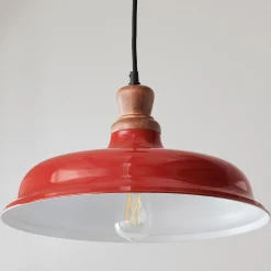 Wood Capped Warehouse Pendant