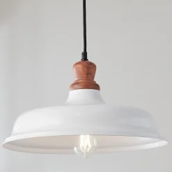 Wood Capped Warehouse Pendant