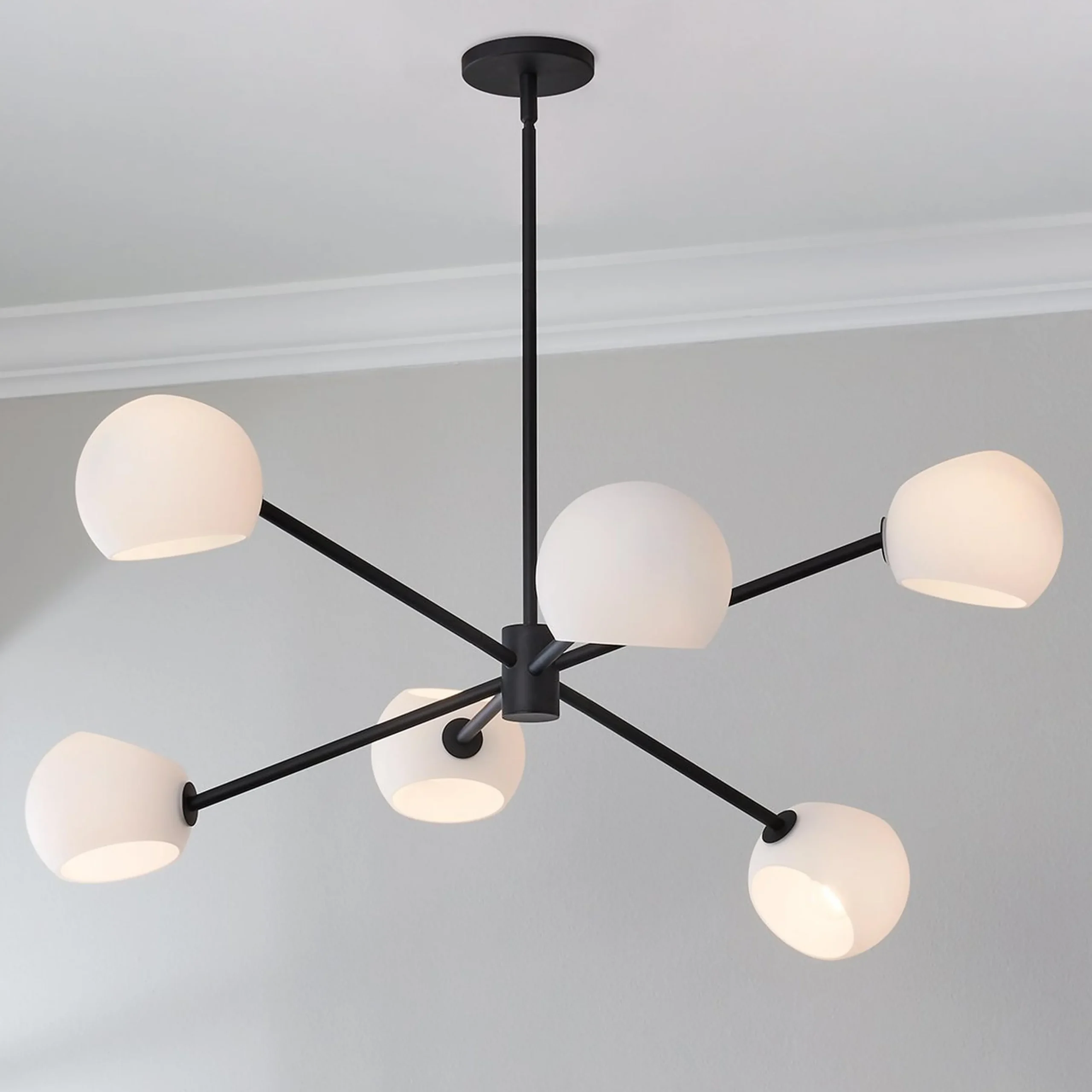 Xaviero Glass Chandelier - 6 Light - Opal